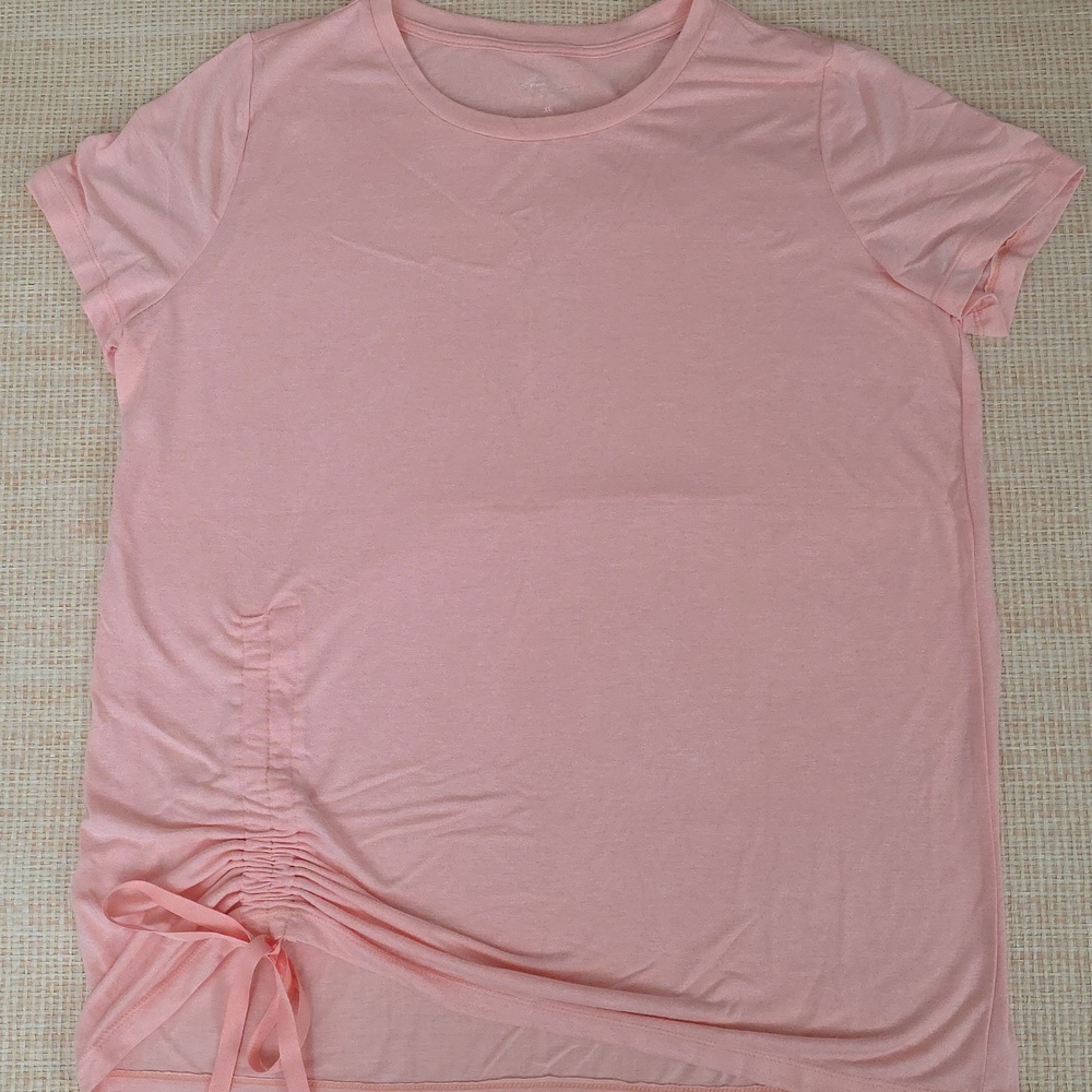 St. John's Bay Active XL Pink Ruched Side Tunic Top Adjustable Drawstring Short - Picture 3 of 7